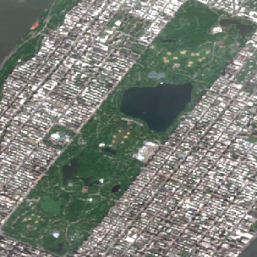 Satellite image of Central Park in spring on 10 May 2024